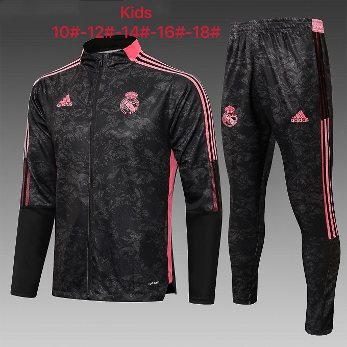 Kids Real Madrid 21/22 Trackusit - Black/Pink 2